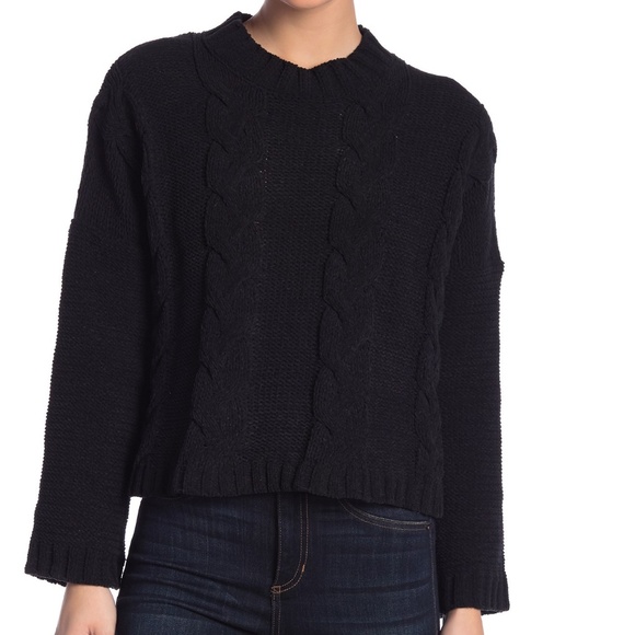 Cotton Emporium Sweaters - Cotton Emporium Chenille Cable Knit Sweater Black